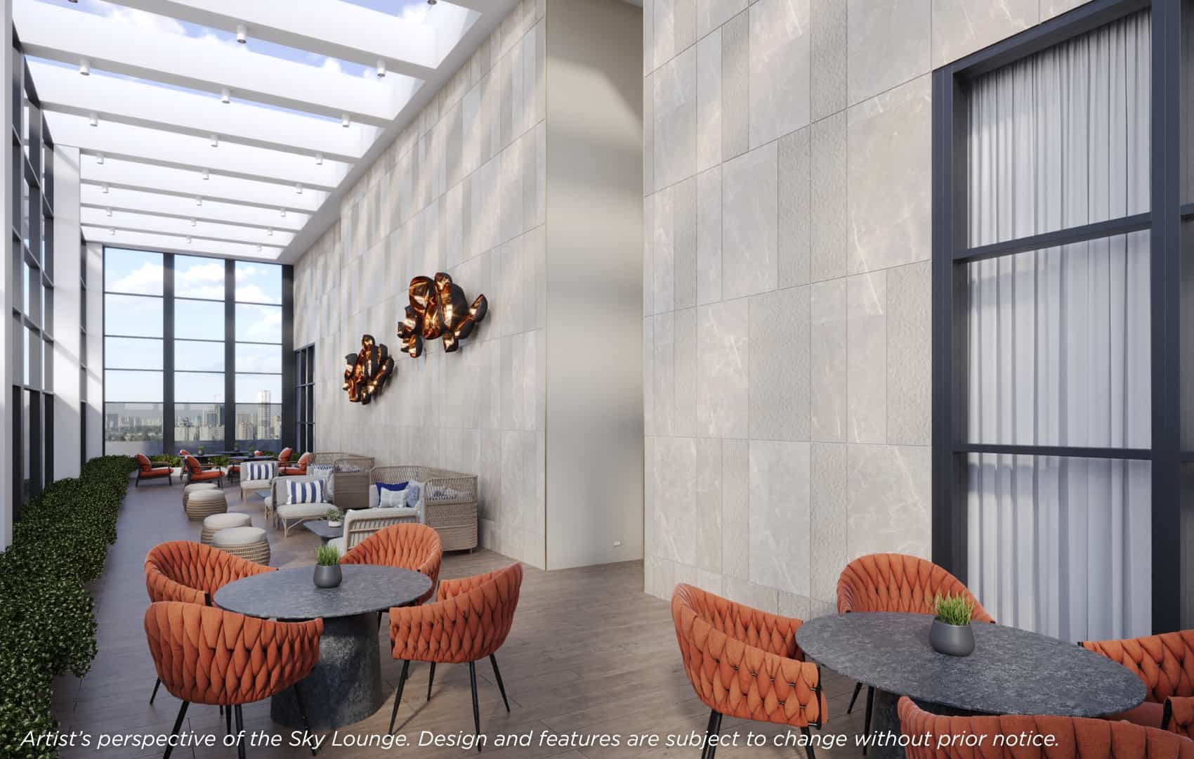 The Sky Lounge will offer sweeping views atop Filinvest City’s tallest residential building.