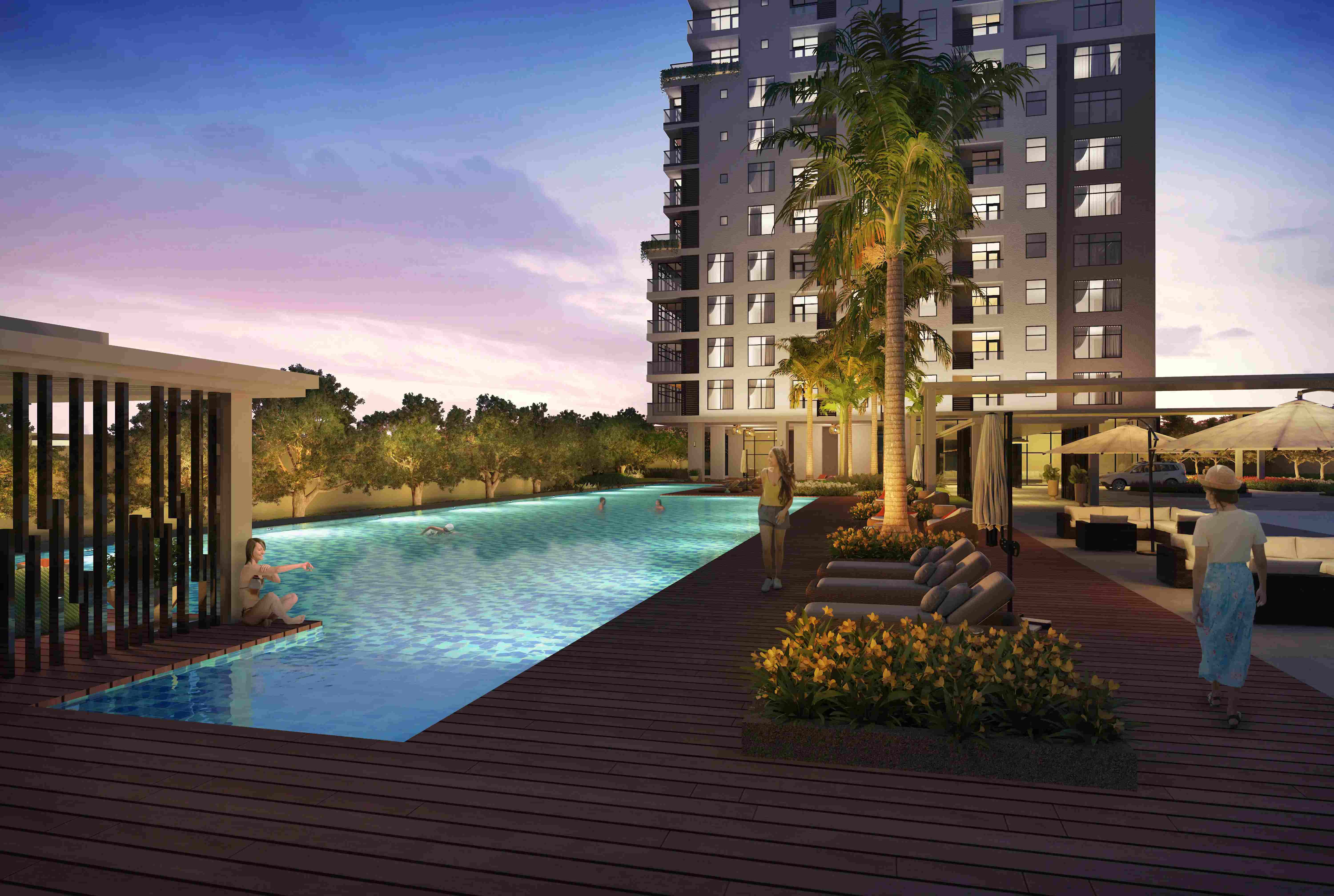 The 50-meter lap pool offers residents a space for recreation, wellness, and&nbsp;leisure.