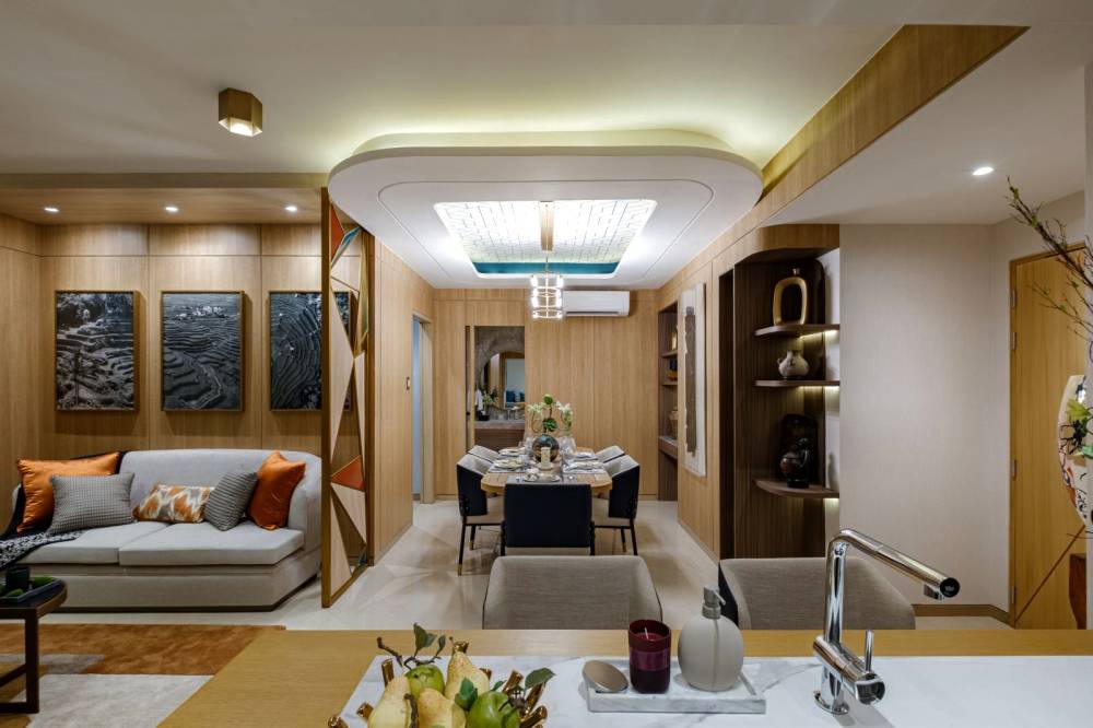 An actual look inside the 2-bedroom model unit of 1001 Parkway Residences at the Filigree Showsuites.